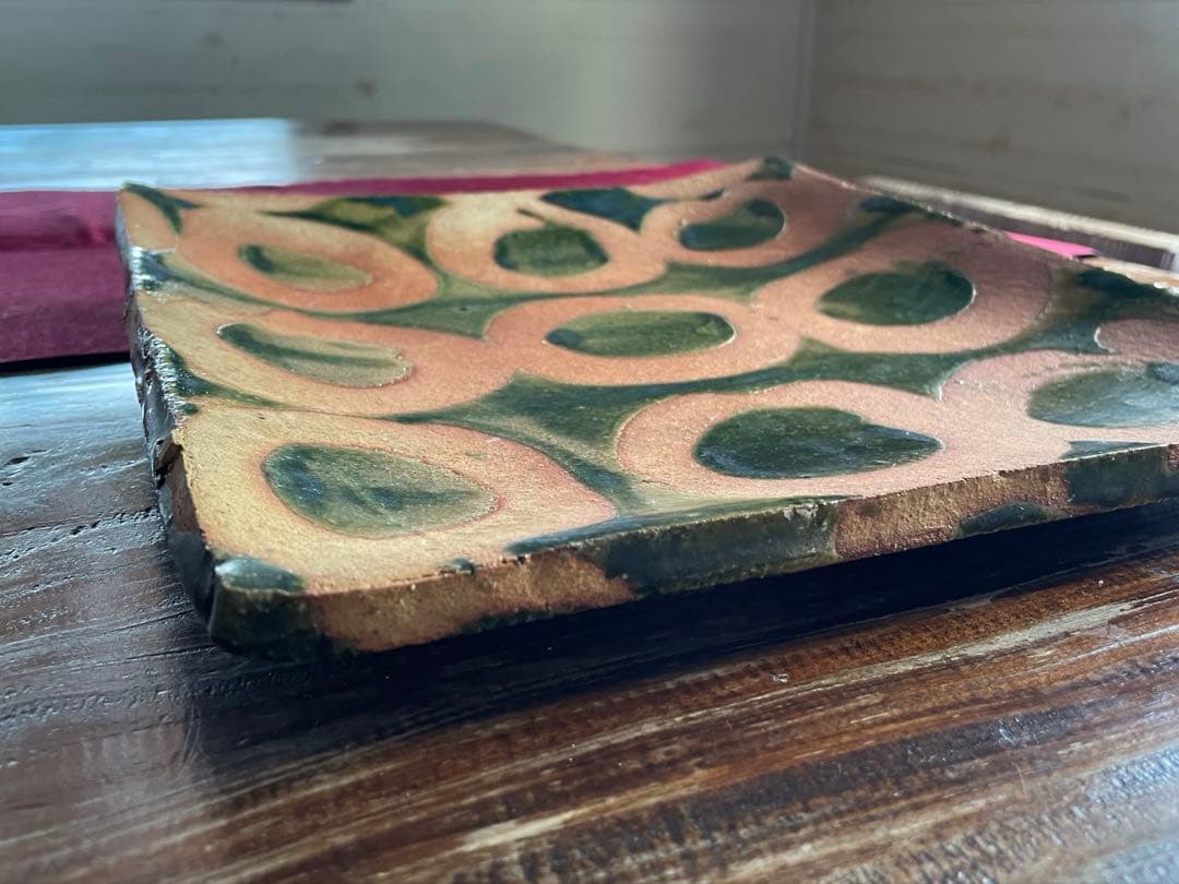 大嶺實清さんの角皿　登窯作品 沖縄 大嶺實清さん 青釉 長方形 角皿 大嶺工房 やちむん≪送料無料