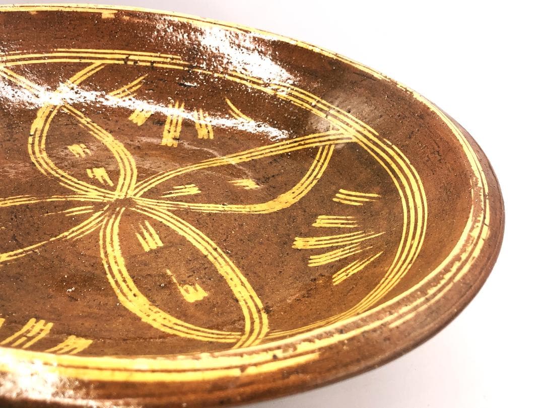 か*ん様 【 スリップウェア 大深皿 】　藤井佐知 本人作　浜田庄司弟子　蔵出初