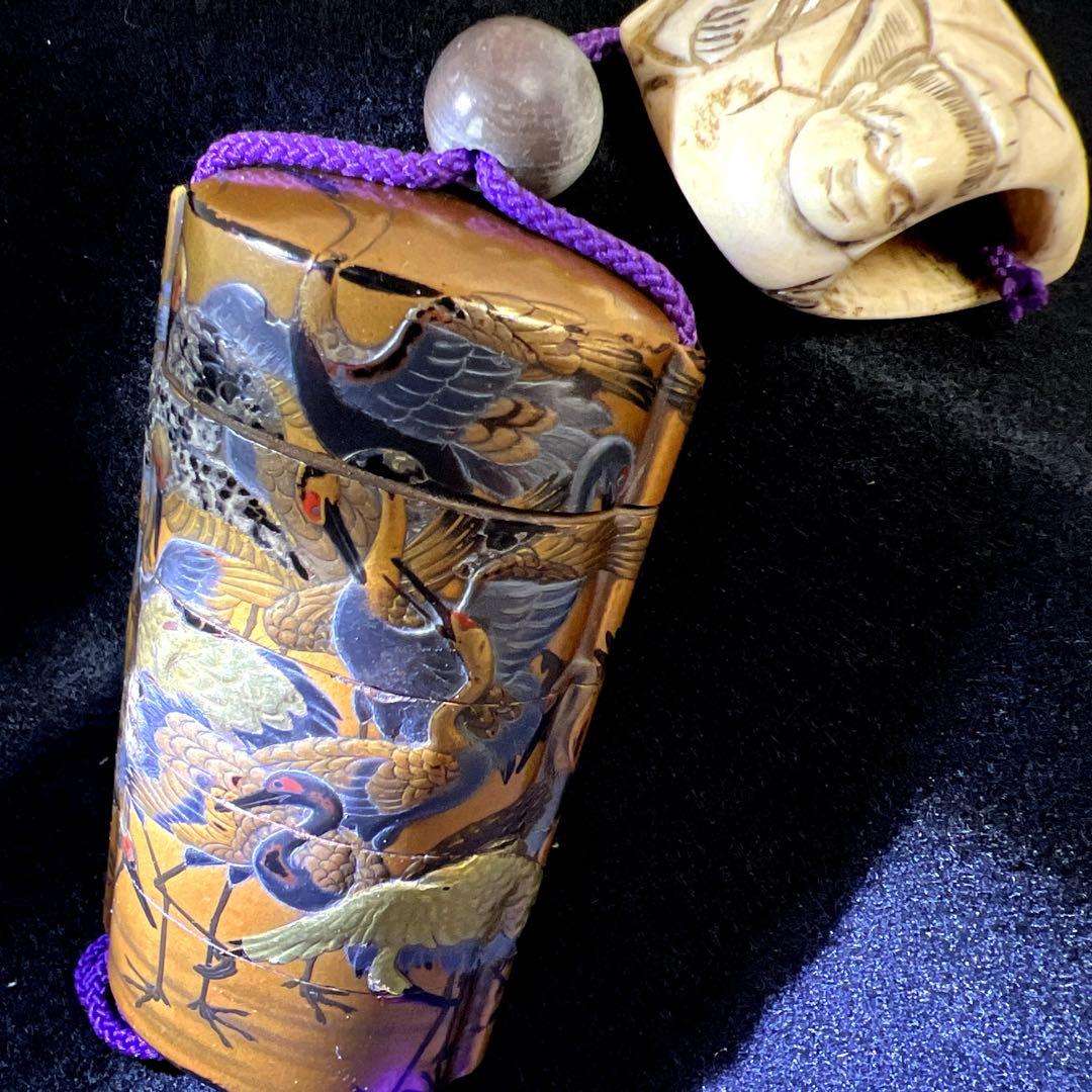 江戸時代　鶴蒔絵印籠、根付　70g 東Y8-0122☆2Fトコカ 印籠・根付(いんろう・ねつけ) | 商品一覧 | 古美術 太豊観