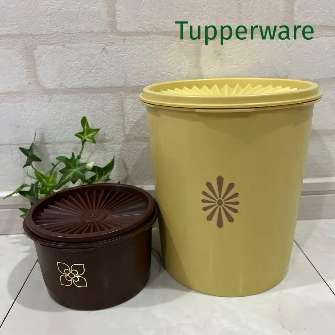 タッパーウェア 保存容器Tupperware 昭和レトロ 丸型 筒形タッパー