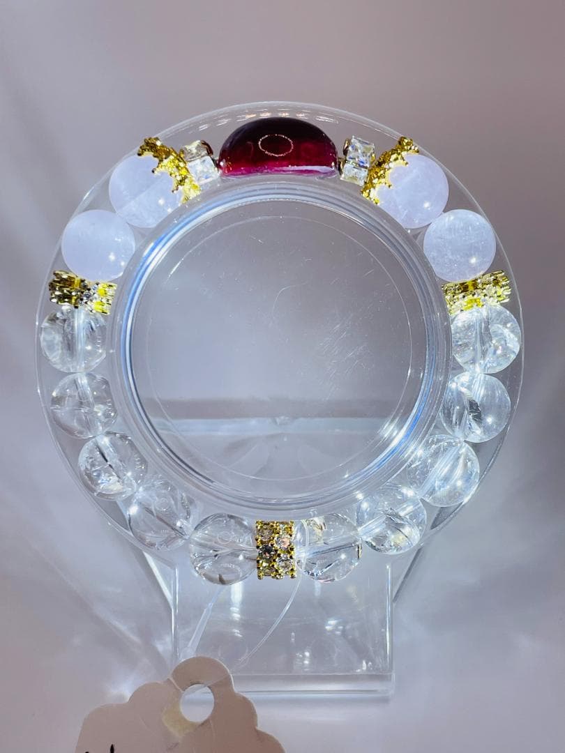 【ルビー/クンツァイト/アイリスクォーツ】内径約15cm 浄化済み No,407 クンツァイト 26.784ctルース