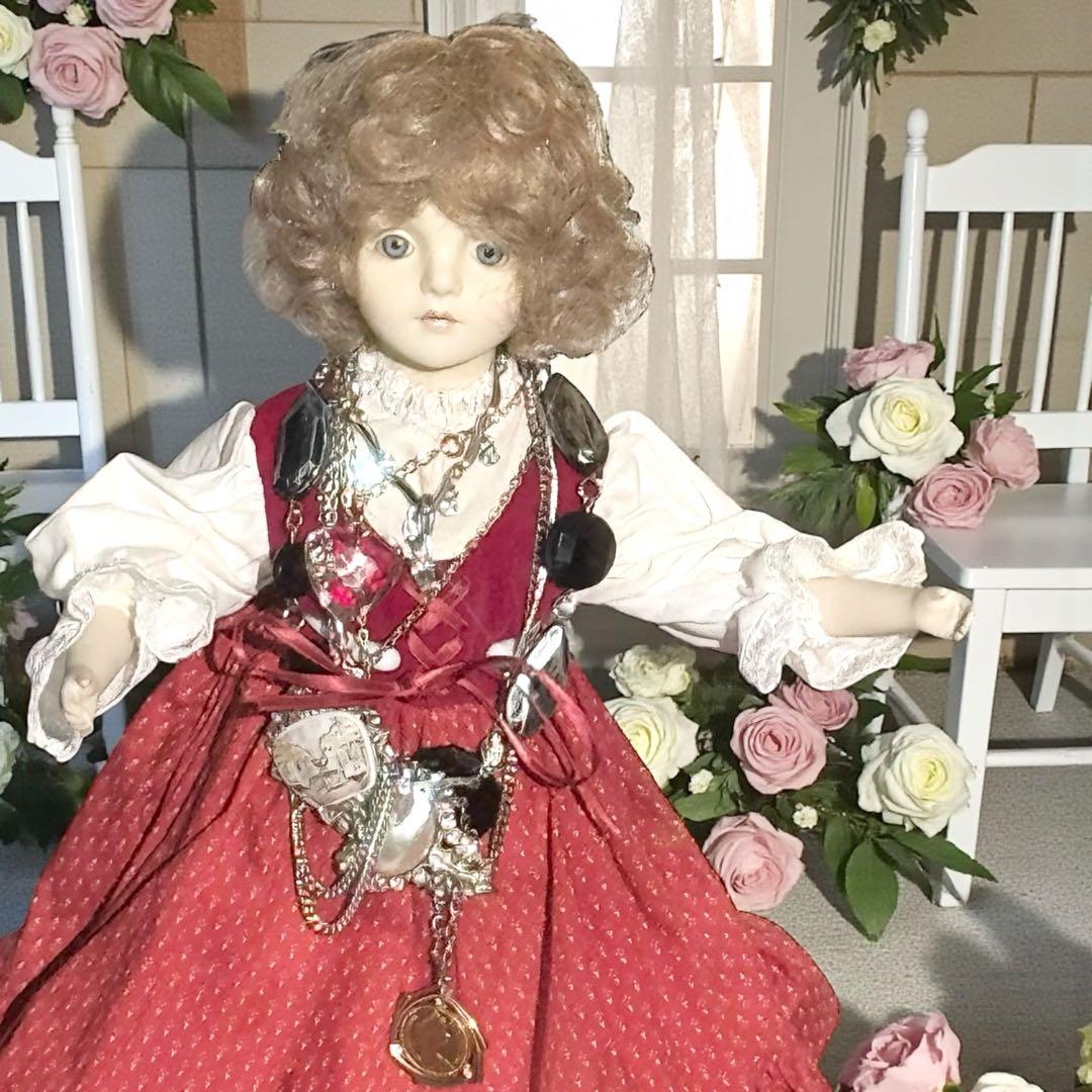 ビスクドール 赤ずきん 若月まり子 作家 作品 ドールスタンド付き