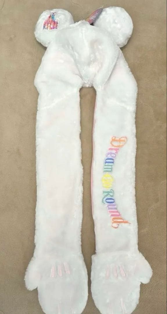 ディズニー マフラーキャップ 白 ピンク ミニー ファンキャップ - メルカリ