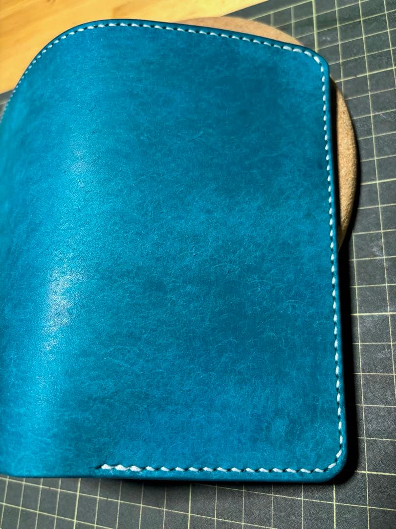 ミドルウォレット イタリアンレザー マルゴー ターコイズ ハンドメイド
