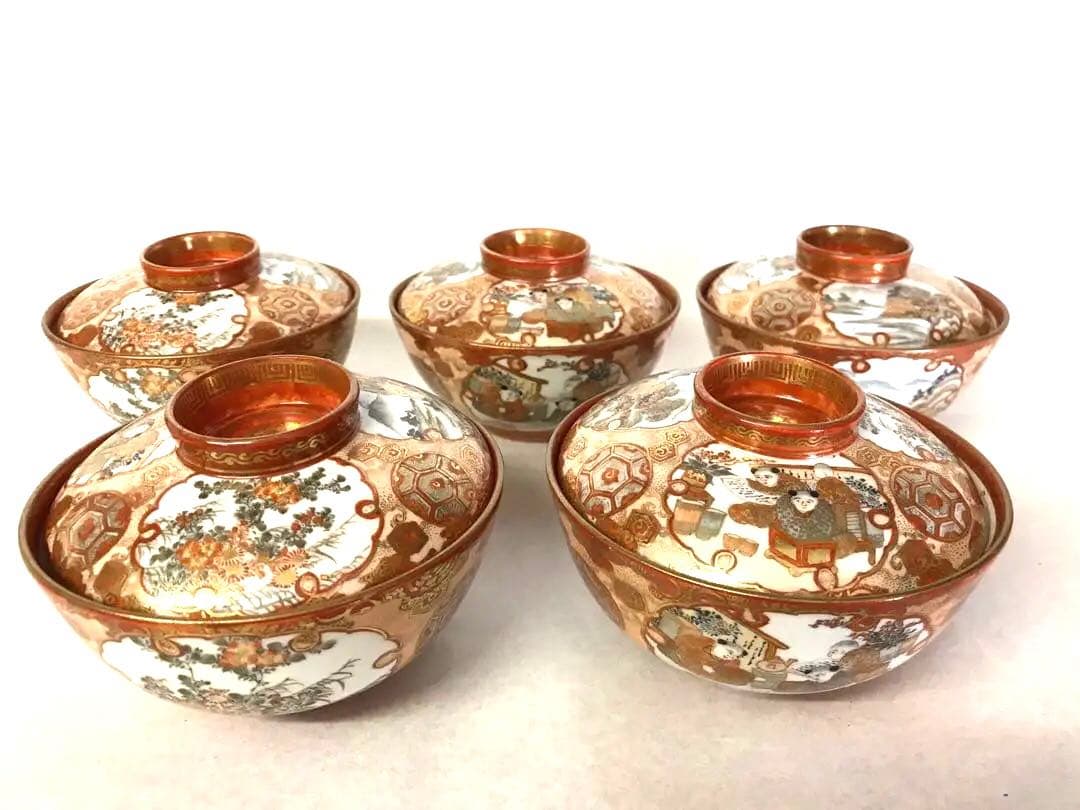 九谷焼:蓋付碗(五客揃).織田製 cha-kinean4.jpg