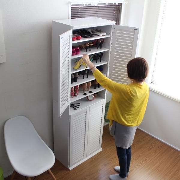 《新品送料無料》シューズボックス 下駄箱 ルーバー 60幅 ダークブラウン 2個