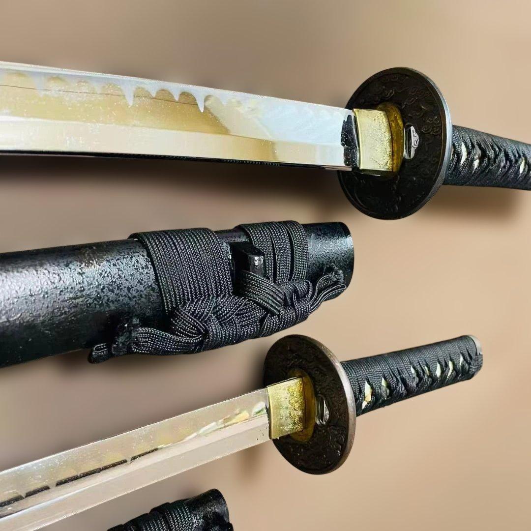 高級模造刀 居合刀 のたれ刃紋 2本セット 打刀 脇差 インテリア （刀5