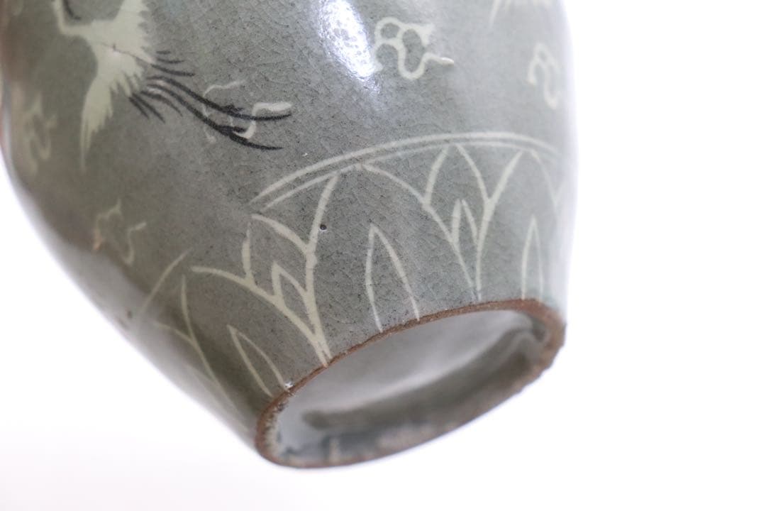 朝鮮青磁 象嵌 鶴紋瓶 李朝 送料込み260104 - メルカリ