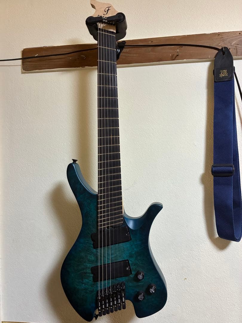 gfc 7弦 オーダー ヘッドレスギター 青緑 Freedom Custom Guitar Research 【長期展示特価】 C.S. TE Pepper