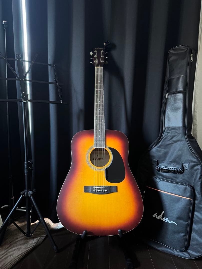 ADMアコースティックギター 初心者入門用　41インチサンバースト Amazon | ADM アコースティックギター 初心者セットドレッドノート