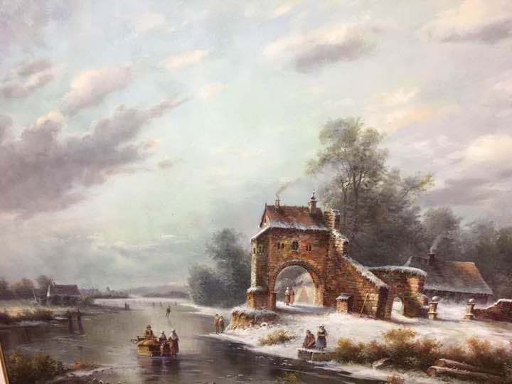 雪景油絵30号91センチ×73センチ INDOORPLUS公式｜掛絵 雪山 純粋 手描き 油絵 – Indoorplus