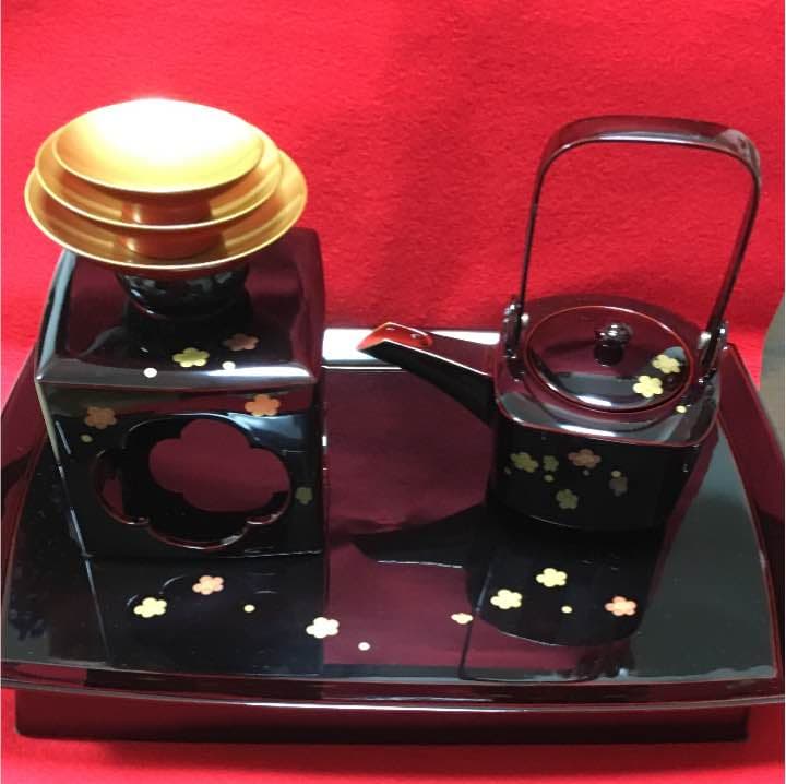 おとそセット(四ツ揃)会津塗り お屠蘇セット おしゃれ 日本製 国産 会津漆器 新松クリ足 四ツ揃 屠蘇