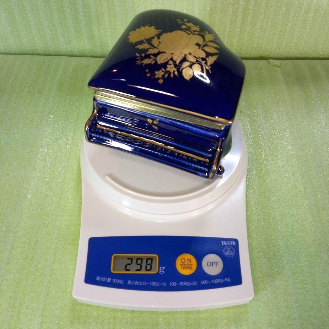 青いピアノ型オルゴール 花柄 KATO KOGEI グリーンスリーブス レア