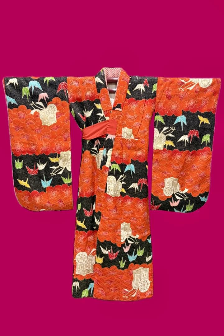 アンティーク着物 七五三 着物 折り鶴 前櫛セット - メルカリ