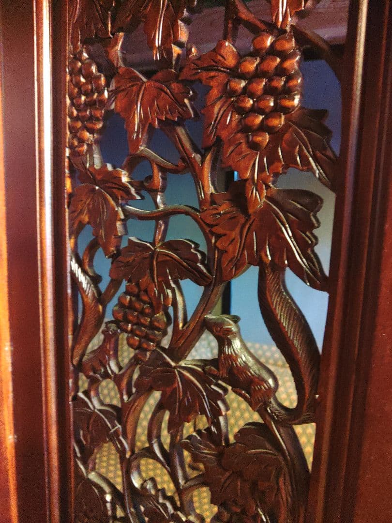 希少 パーテーション 透かし彫り 衝立 無垢 間仕切り 4連 ヴィンテージ