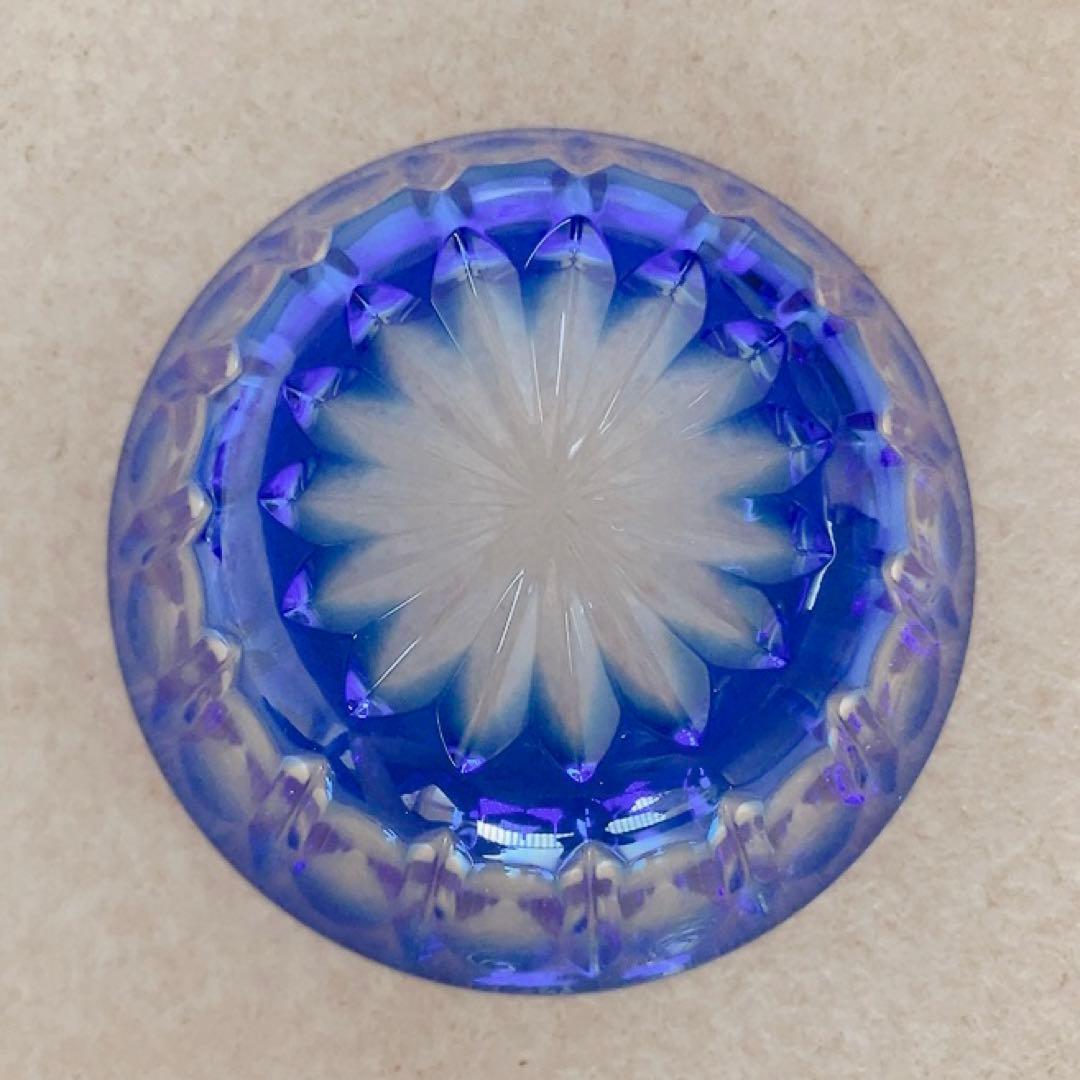 クリスタル色被切子 5個 小鉢 最高級 青色 KAMAY 新品 カメイガラス