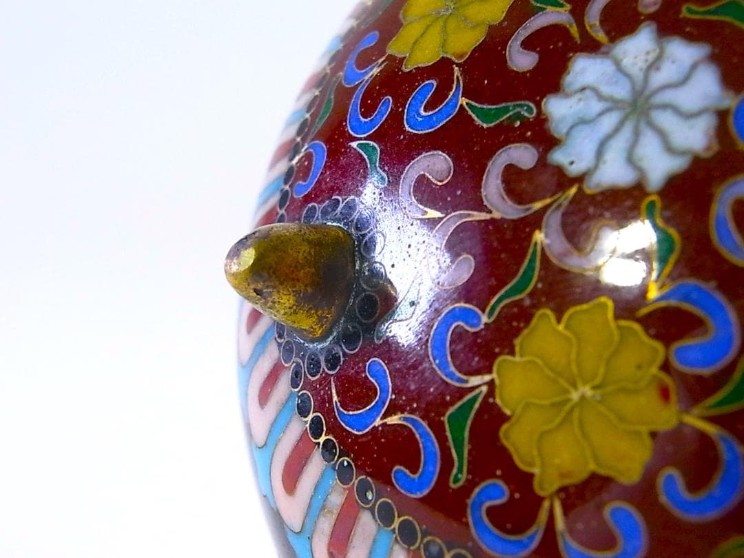 E543 】 煌びやかな超名品 明治期尾張七宝上手作 黄銅線七宝鳳凰蝶文