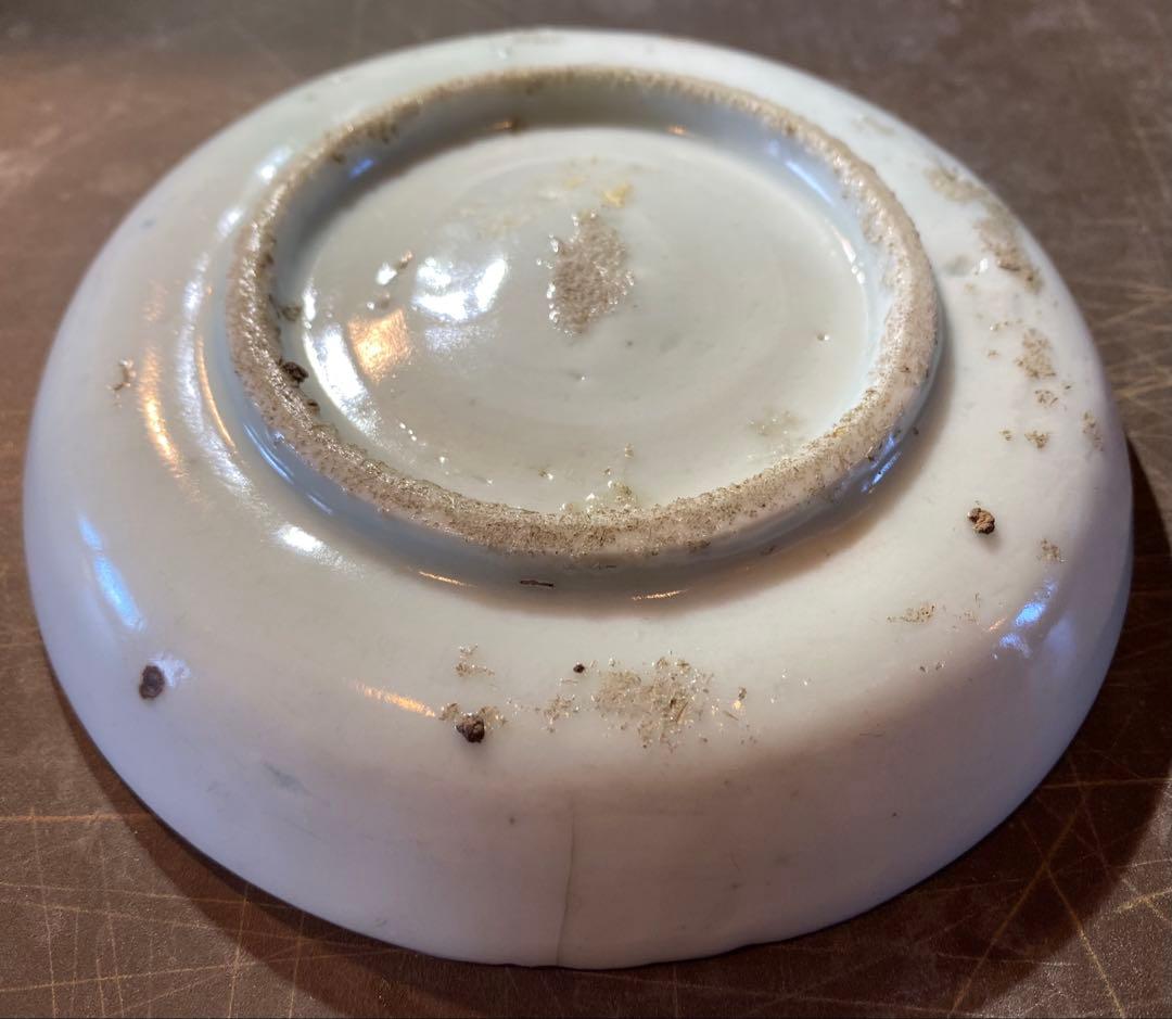 中国汕頭・スワトウ染付絵皿 鑑賞台付 沈船品・ヴィンテージ レア