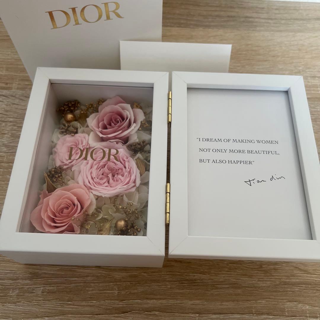 DIOR Dior dior ディオール フラワーフォトフレーム 花 写真立て Dior ノベルティ プリザーブドフラワー フォトフレーム ディオール 袋