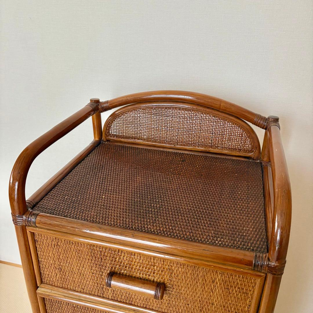 飴色家具 ラタン チェスト 飾り棚 藤 昭和レトロ ジャパンヴィンテージ