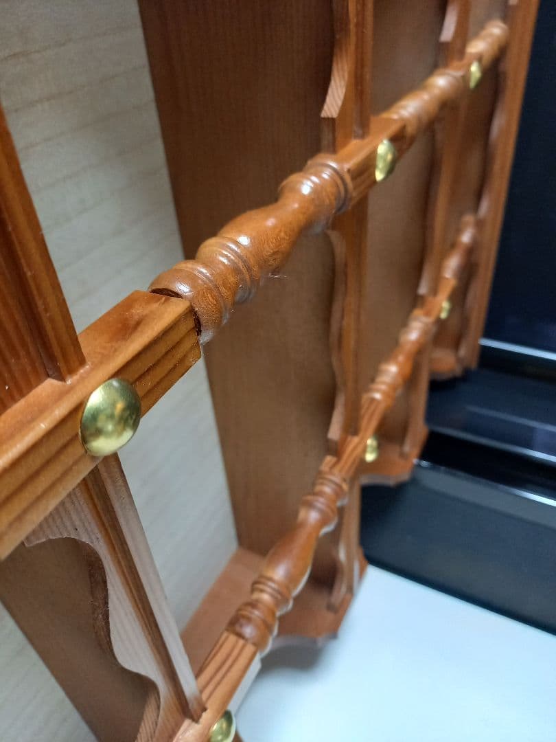 希少 1970's コロニアル スピンドル ウッド オープン ウォール ラック