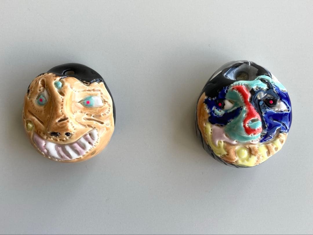 【真作一点物】二面造形陶器作品｜神官 村松一樹 × 村上浩次郎 共作|京都半磁器