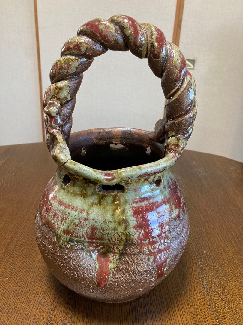 信楽焼　花瓶　桐箱付き 花瓶 信楽焼 紫峯作 木箱入 信楽窯 花器 陶器 紫峰 : 2nd HANDS - 通販