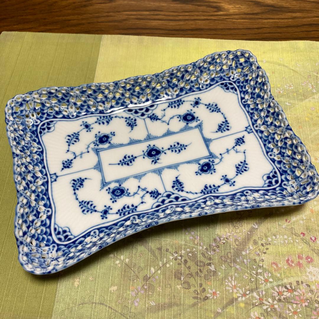 ロイヤルコペンハーゲン ブルーフルーテッド ダブルレース スクエア