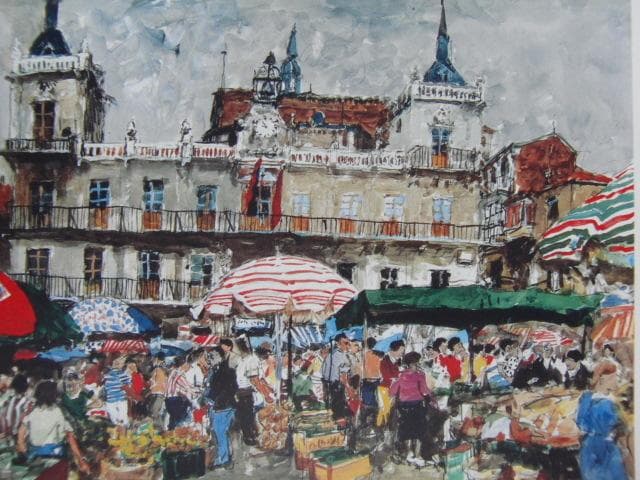 児玉 幸雄【レオンの朝市】、希少画集画、状態良好、新品高級額装付