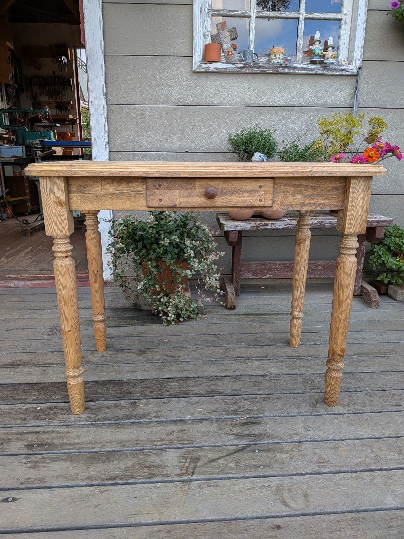 ろくろ脚の木製引き出し付きテーブル ミニロクロ脚 Ф90 H100mm】テーブル テーブル脚 デスク 机