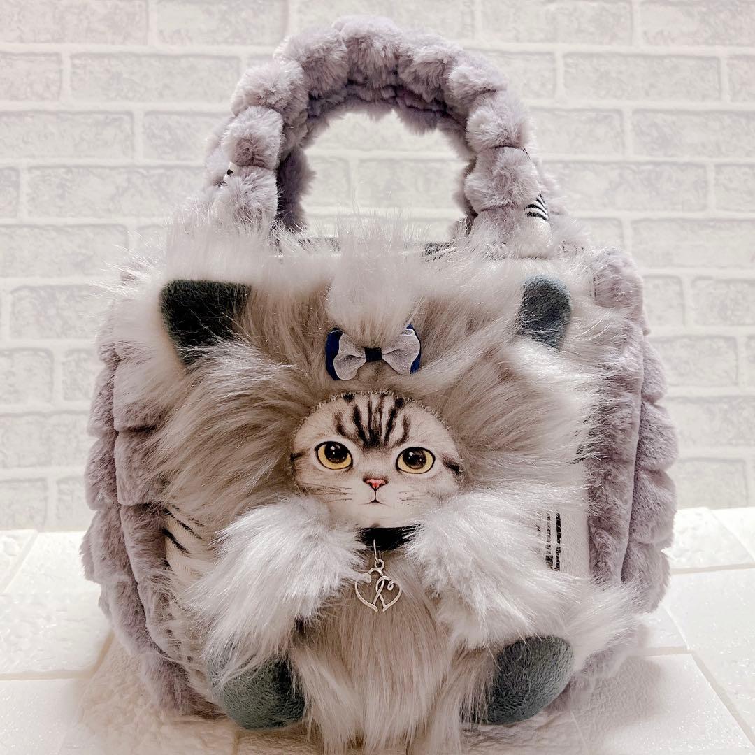 コヤンイサムチョン ファー トートバッグ 猫ちゃん 毛足長め 猫 ニ*タ様 コヤンイサムチョン☆横長トートバッグ ユキヒョウファー