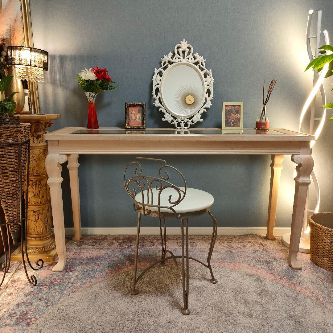 アメリカンシャビー コンソールデスク ガラス天板 猫脚デザイン imgrc0127544248.jpg