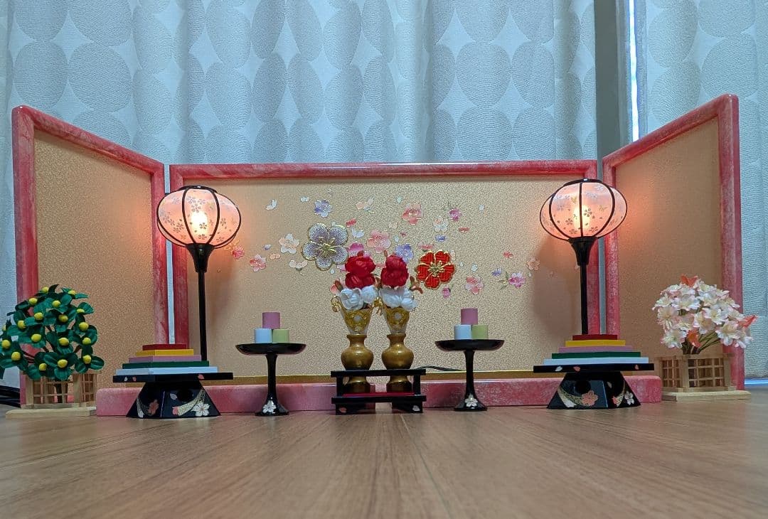 雛人形セット ピンク金色 人形なし 雛人形 コンパクト PINK GOLD(ピンク ゴールド) ちりめん｜華やか上品