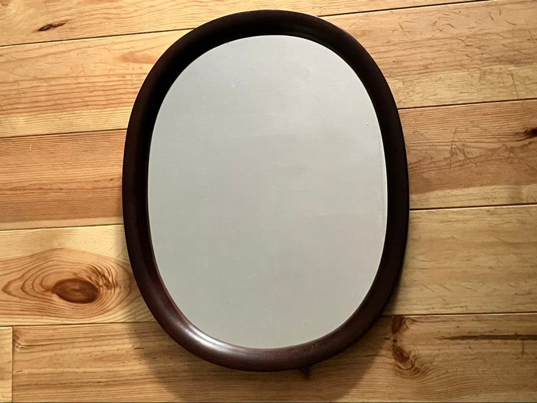 秋田木工　ウォールミラー 秋田木工 ウォールミラー 柳宗理 小判型 小 鏡 曲木 中古 シンプル 和