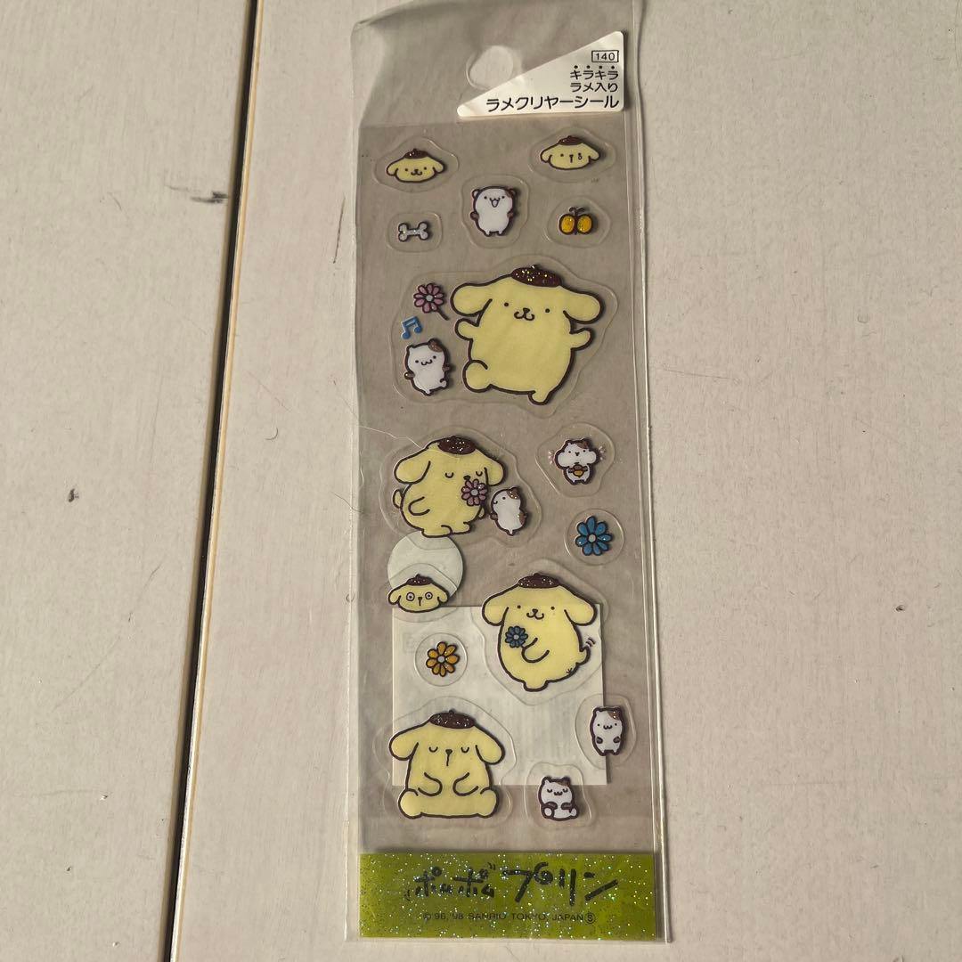 激レア・当時物】ポムポムプリン クリアシール ラメ入り／1996年初期