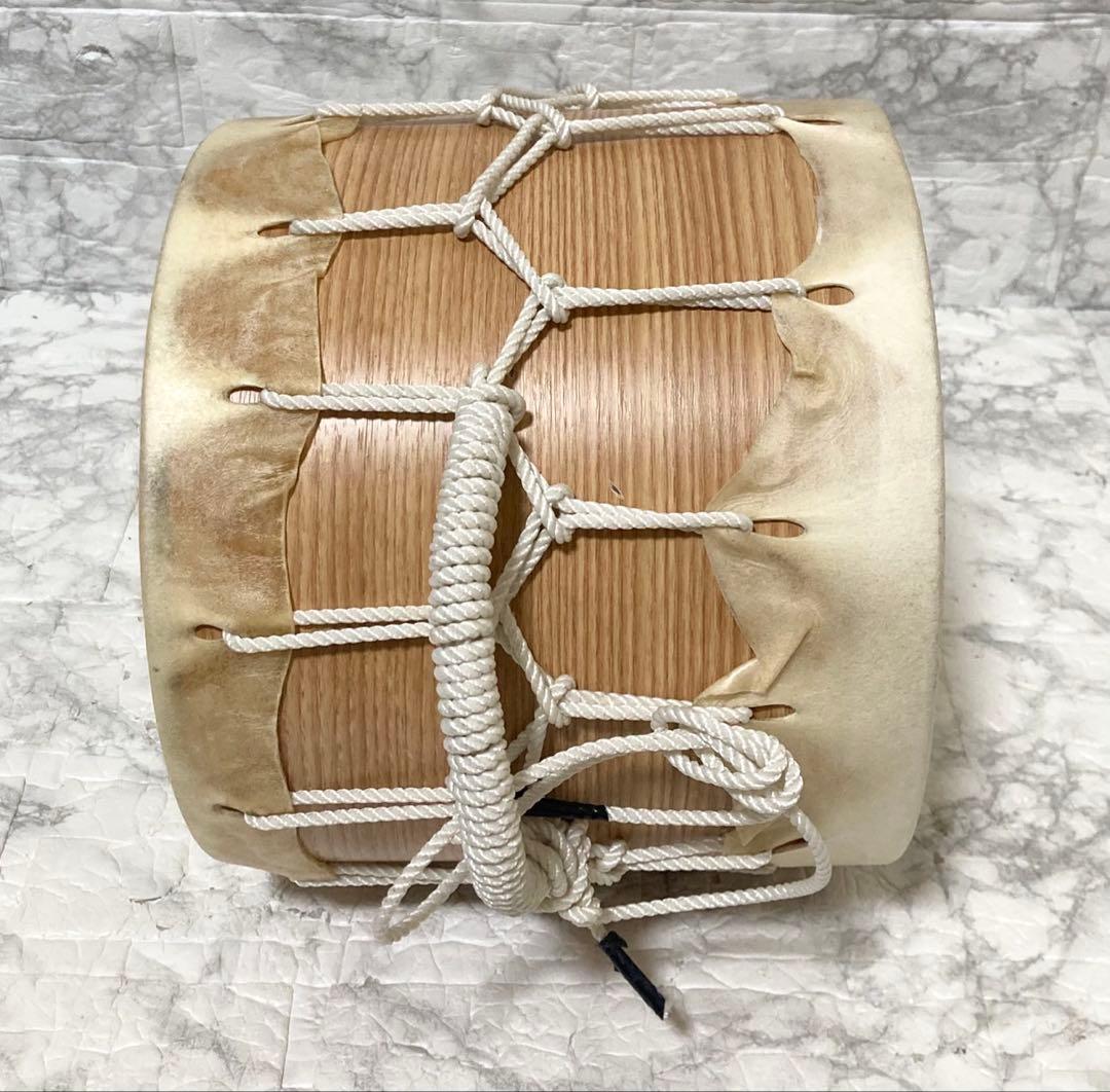 【高級】 桶胴太鼓 桶太鼓 手持ち 紐締め バチ2本 和太鼓 21.3cm ②