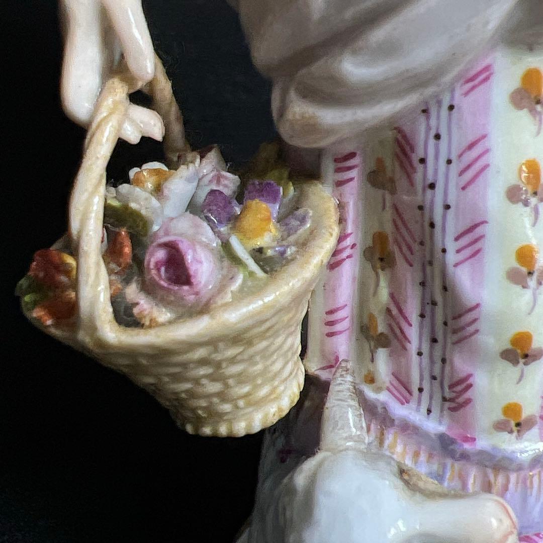 マイセン　羊と女の子　フィギュリン　共箱　高さ約13㎝　東Y8-0130☆1F