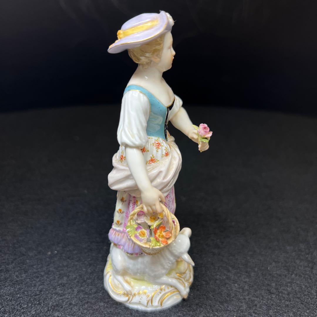 マイセン　羊と女の子　フィギュリン　共箱　高さ約13㎝　東Y8-0130☆1F