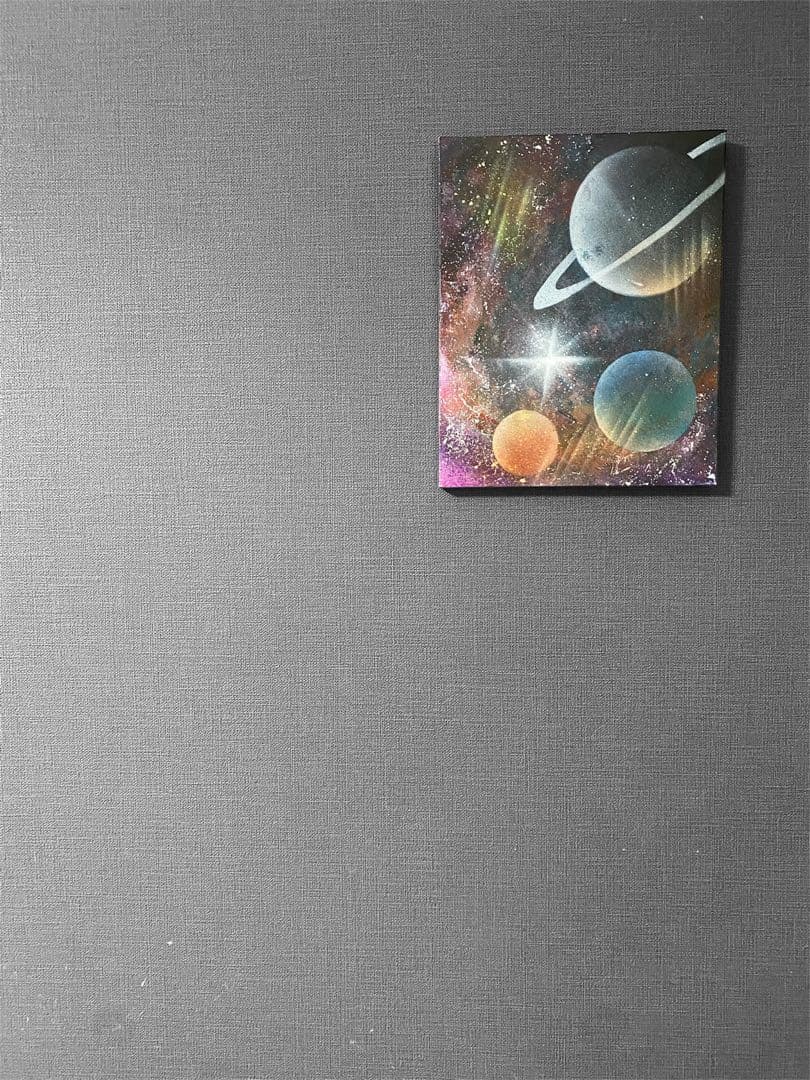 170】スプレーアート作品/宇宙 惑星 土星 銀河 星 アート 幻想的 絵画