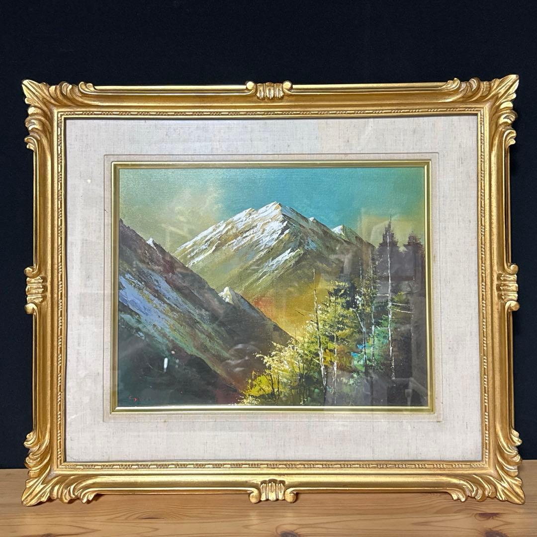 水口新一　直筆サイン入り　『穂高連峰』　F6号　油彩　額縁　ガラス 水口新一 直筆サイン入り 『穂高連峰』 F6号 油彩 額縁 ガラス - メルカリ