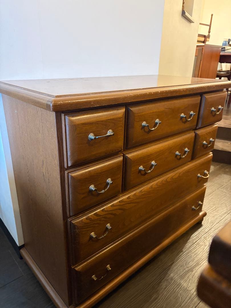 木製チェスト 8段引き出しアンティーク 収納家具 ヴィンテージ※天板傷