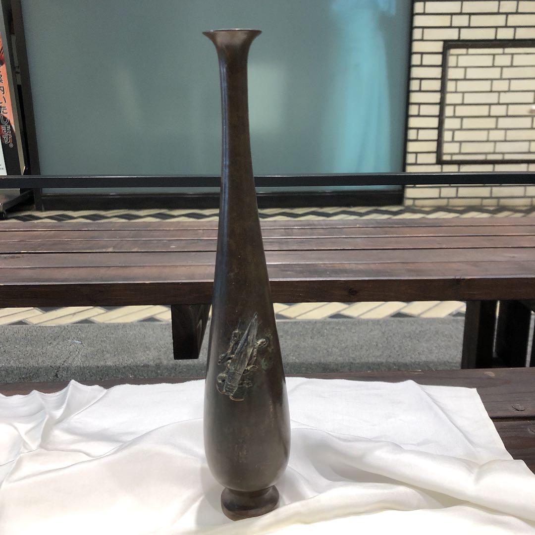 銅製アンティーク昆虫黄金虫一輪挿し 台湾 アンティーク ドイツ製 ゴールド セミ 昆虫 モチーフ ブローチ