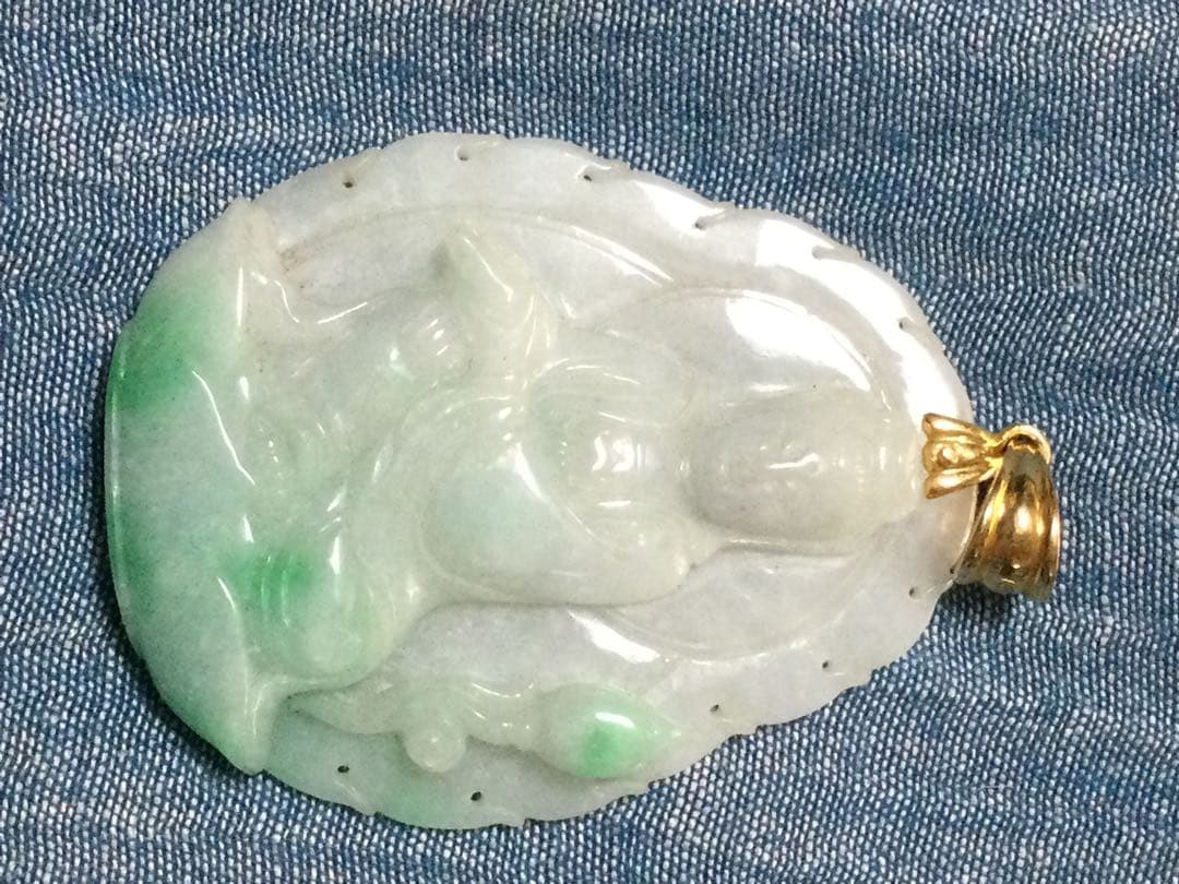 仏教美術翡翠観音天然石骨董置物インテリア工芸品美術品A2818