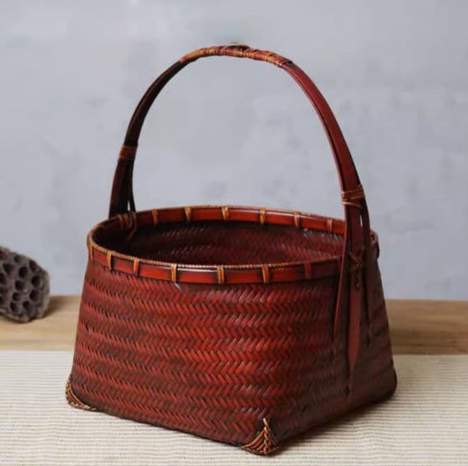 竹細工 かご 収納 手作工芸品 極上品 市場かご 手提かご 買い物かご 磯かご 竹細工 かご 籠 手作り てづくり 職人 伝統工芸 竹 手編み