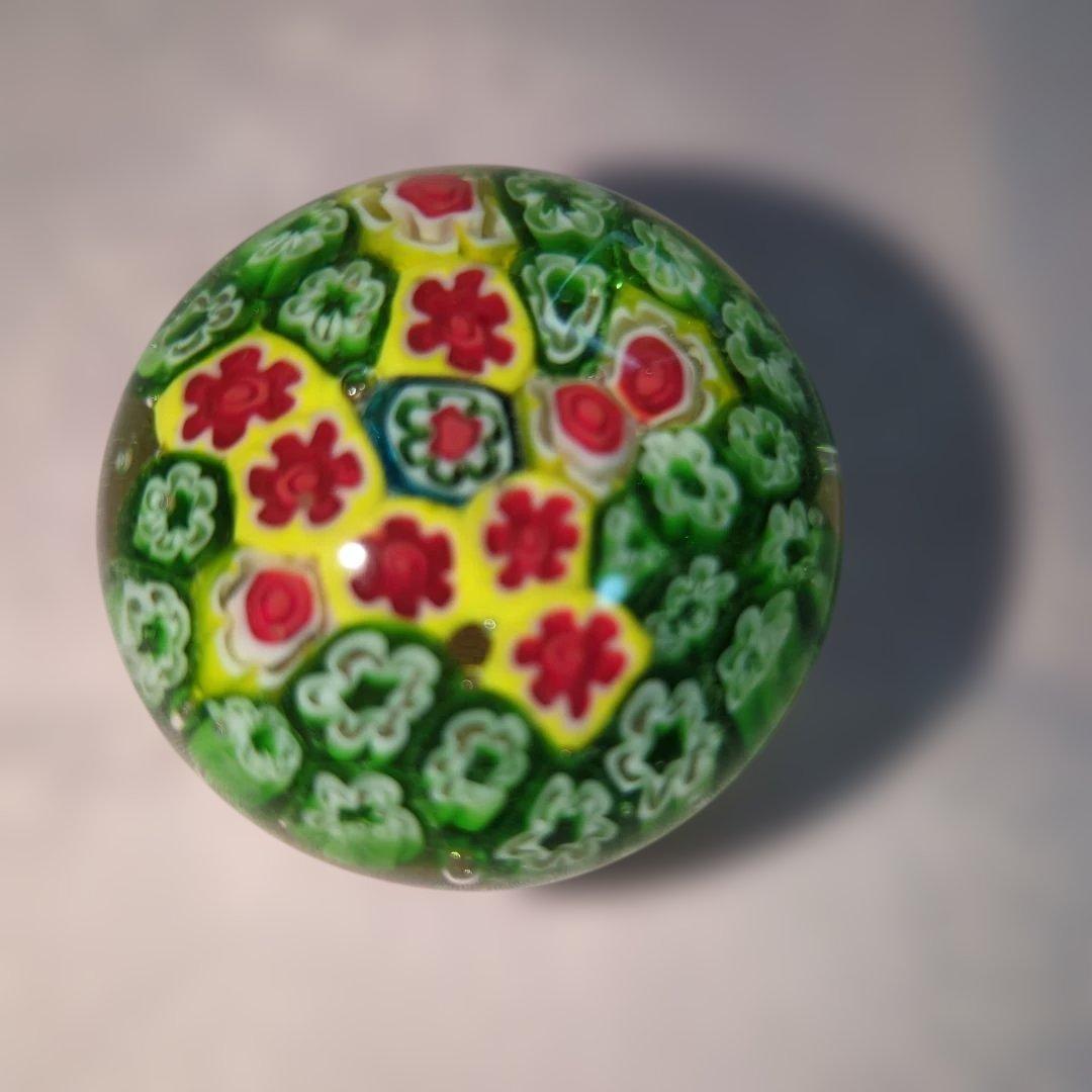 ベネチアムラーノ ガラス カラフル花模様 ガラス ペーパーウェイト