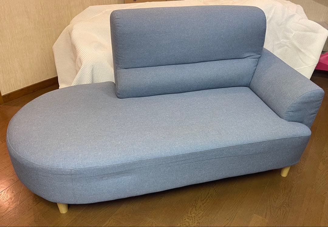 片肘右カウチ　ソファ　ライトブルー LEO SOFA カウチタイプ ライトブルー シェーズロング（左肘）＋2人掛け