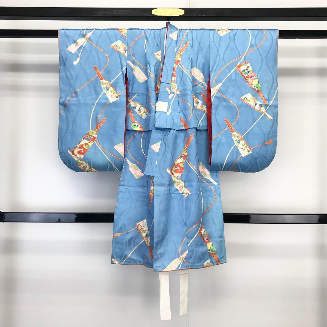 子供着物 半襦袢セット 水色 羽子板と組紐 七五三 3歳 CK-7018 楽天市場】七五三 着物 3歳 男の子 被布セット「紺×水色 葵の丸」日本