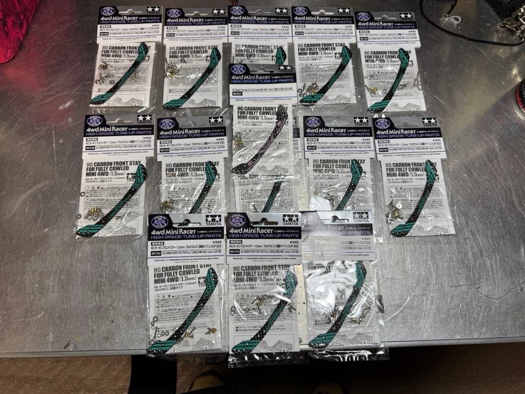 ミニ四駆 フルカウルカーボンステー2022 13枚＋韓国25周年1枚 タミヤ T95157ｶ-ﾎﾞﾝﾌﾛﾝﾄｽﾃJCUP2023 ミニ四駆限定販売商品(パーツ) HG