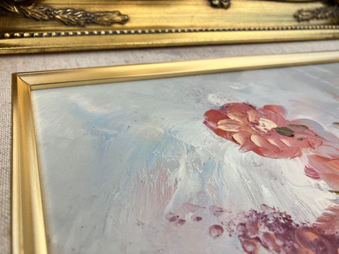 油彩画 油絵 花瓶の花 T.HANSEN バラ - メルカリ