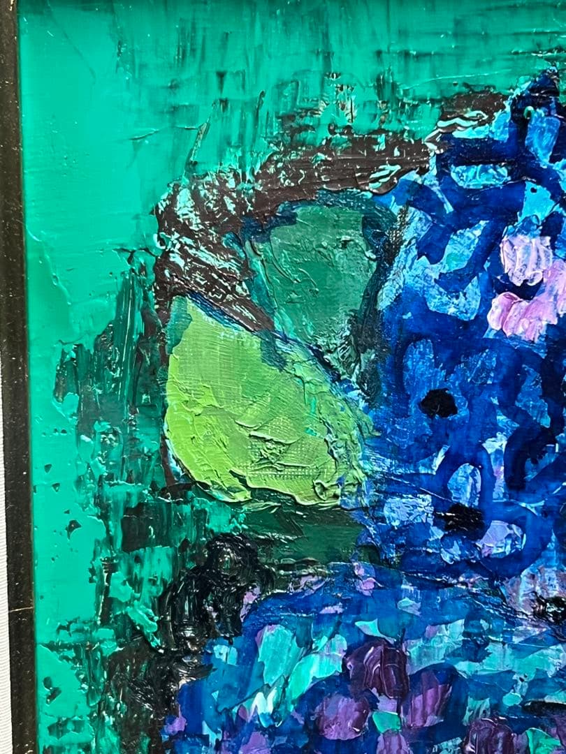 真作 織田彩子「紫陽花」 油彩 肉筆 F3号